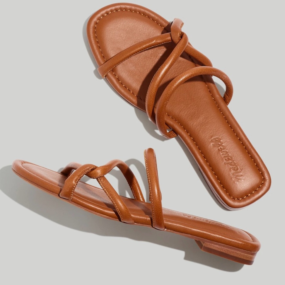 Madewell Brown Leather Amel Slide Sandal Vacation beach